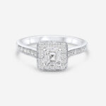 Asscher Cut Halo Diamond Ring in White Gold